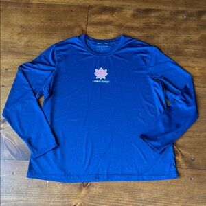 Life is Good Lotus Flower Navy Long Sleeve Crew Neck Shirt Sz XL